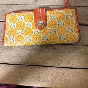 Fossil Women's Wallet with Yellow and Orange Floral Design